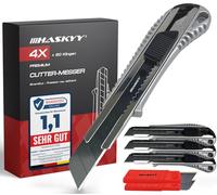 HASKYY Set 4 Taglierini Pro 18mm + 20 Lame SK5 Alta Qualità - Sistema Sicurezza Avanzato
