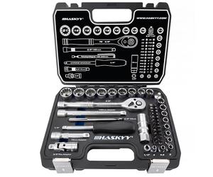 HASKYY Set Chiavi a Cricchetto 52 pz Gear Lock Torx Bussole CR-V 1/4" 3/8" | Cricchetto a 72 denti per lavorare con precisione anche negli spazi ristretti