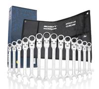 HASKYY Set Chiavi Combinate a Cricchetto Snodate 14 Pezzi 8-24 mm in Acciaio Cromo Vanadio