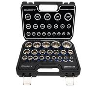 HASKYY Set di Bussole Multi-Profilo 1/2", 21 Pezzi 8-36 mm - Profilo Gear Lock per Esagonale, 12 Punti e Profilo E, Acciaio Cromo-Vanadio (Cr-V), con Valigetta