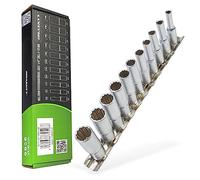 HASKYY - Set di chiavi a bussola lunga 1/4" 4-13 mm, 12 lati, Argento