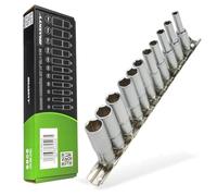 HASKYY Set di chiavi a bussola lunghe da 1/4", esagonali, 4 - 13 mm, set di dadi a 6 punti, Argento