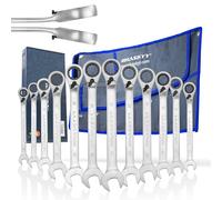 HASKYY Set di chiavi a cricchetto, 12 pezzi, 8-19 mm, angolo di lavoro di 15°, chiave a cricchetto, set di chiavi a forchetta