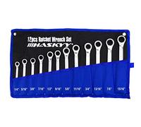 HASKYY - Set di chiavi a cricchetto, 12 pezzi, da 1/4” a 15/16”