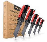 HASKYY Taglierino Coltello da Tappeto Universale Professionale Set 5x Coltelli Taglierini 18mm con Lama SK5 Extra Affilata, Corpo Ergonomico con Scanalature in Gomma e Cambio Sicuro della Lama