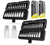 HASKYY Torx XZN - Set di chiavi a bussola a denti multipli, 24 pezzi, T8-T70 & M4-M18, 1/4", 3/8", 1/2", set di attrezzi professionali