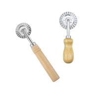 HASLED Rotella Tagliapasta Professionale - Set da 2 Pezzi (16cm e 14cm) - Manico in Rovere - Per Pasta Fresca, Pizza e Biscotti