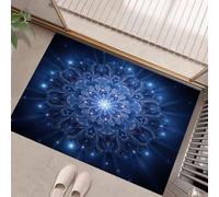 HASLEFND Antiscivolo Zerbino Ingresso Interno, Tappeto Blu Camera Cucina 45 x 75 cm, Tappeti Lavabili In Lavatrice Carte Arte onirica Fiori a forma di stella Pelo Corto Rug