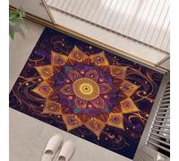 HASLEFND Antiscivolo Zerbino Ingresso Interno, Tappeto Viola dorato Camera Cucina 50 x 80 cm, Tappeti Lavabili In Lavatrice Carte Arte fantasy Motivo a caleidoscopio Pelo Corto Rug