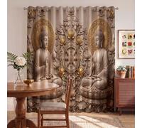 HASLEFND Rilievo 3D Tende Oscuranti per Interni, 2 Pannelli, 140 X 220 cm | Tenda Termica Isolante Freddo e Caldo, Tutti vogliono il trattato sul Dharma dell'albero della Bodhi, per Soggiorno Beige