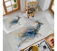 HASLEFND Set di 2 tappeti da cucina Arte astratta Cervo in corsa, luce e ombra, tappetini da cucina per la decorazione della casa e l'ufficio,antiscivolo (Blu, 40x60+40x120cm)