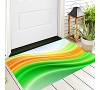 HASLEFND Tappetino per Porta Ingresso, Zerbino con Dopo l'astrazione, Su Onda Fluida, Antiscivolo, Lavabile, Morbido, per Interni Ed Esterni, per Bagno, Cucina, WC, Balcone Verde