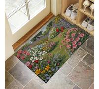 HASLEFND Tappetino rettangolare con Verde Piante e fiori Campanula violetta,Tappetino Antiscivolo e Lavabile in Lavatrice per interni ed esterni45 x 75 cm