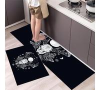 HASLEFND Tappeto Cucina in Stile gotico oscuro Teschio di cervo Luna piena Antiscivolo e Lavabile Runner Resistente all'usura Passatoia Cucina Antimacchia Adatto da tenere sotto il Lavandino Nero