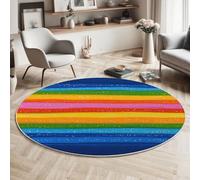 HASLEFND Tappeto Linee disegnate a mano Strisce orizzontali colorate, Giallo Blu Antiscivolo Morbido Tappeti a pelo basso Per Soggiorno Camera Da Letto Cucina Divano - 180cm Lavabile Tappeto
