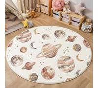 HASLEFND Tappeto rotondo 160cm, lavabile in lavatrice e antiscivolo, morbido tappeto rotondo galassia dei sogni Mezzaluna planetaria, per soggiorno, camera da letto, cucina, asilo nido
