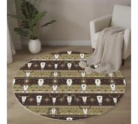 HASLEFND Tappeto Rotondo stile etnico occidentale Lavabile per Living Room