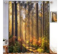 HASLEFND Tende Oscuranti per Interni 2 Pezzi 160 Altezza, Termiche Isolanti, Anti-Rumore, Foresta autunnale Luce del sole sul sentiero dei pini, Ideali per Camera da Letto e Soggiorno, 132 X 160 cm