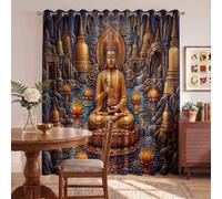 HASLEFND Tende per bambini ragazzi ragazze Arte fantasy | Buddha occhielli oscuranti termicamente isolati tende per finestra per cameretta dei bambini, camera da letto 140 X 260 cm