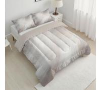 HASLEFND Trapuntino Astratto minimalista Stampato in Morbida Microfibra | Trapunta Primavera Estate Mezza Stagione - Tracce e linee di luce, Matrimoniale 260 x 240 cm - Beige
