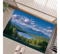 HASLEFND Zerbino 40 x 60 cm, per ingresso, antiscivolo, lavabile, per interni, a pelo corto,Fotografia di paesaggio Vista panoramica dei laghi alpini, piccolo tappeto per camera da lettoBlu-verde