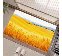 HASLEFND Zerbino 40 x 60 cm, per ingresso, antiscivolo, lavabile, per interni, a pelo corto,Fotografia di paesaggio Montagne dei campi di grano, piccolo tappeto per camera da lettoGiallo