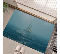 HASLEFND Zerbino 40 x 60 cm, per ingresso, antiscivolo, lavabile, per interni, a pelo corto,Stile retrò oceanico Barche a vela sul mare, piccolo tappeto per camera da lettoDio, Lan'E