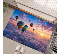 HASLEFND Zerbino con Scena da sogno all'alba Nuvole di mongolfiera, assorbente, antiscivolo, a basso profilo | per ingresso, interno, cucina, lavabile in lavatrice, per animali domestici
