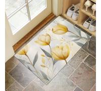 HASLEFND Zerbino lavabile per interni, Acquerello semplice, 90 x 150 cm | Tappeto da ingresso lavabile Foglie di tulipano, piccolo tappeto, zerbino sottile per ingresso, interni