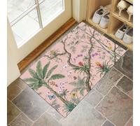 HASLEFND Zerbino lavabile per interni, Foresta pluviale tropicale, 80 x 120 cm | Tappeto da ingresso lavabile Banano, bambù, orchidea, piccolo tappeto, zerbino sottile per ingresso, interni