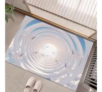 HASLEFND Zerbino Per Stile fantasy 3D, 80 x 120 cm A Basso Profilo | Tappeto Morbido Antiscivolo Per Tunnel di barchette di carta Strato di nuvole, Domestici Cucina Interni Decorazione, Bianco