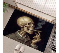 HASLEFND Zerbino Stile gotico oscuro Interno, 60 x 90 cm Zerbinos a pelo corto lavabile, zerbino in Scheletro fumante antiscivolo morbido Zerbinos per interni, tappeti
