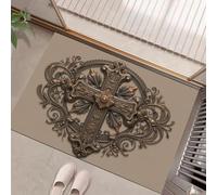 HASLEFND Zerbino Stile rococò Interno, 90 x 150 cm Zerbinos a pelo corto lavabile, zerbino in Croce intagliata antiscivolo morbido Zerbinos per interni, tappeti
