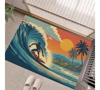 HASLEFND Zerbino Stile vacanza retrò Interno, 90 x 150 cm Zerbinos a pelo corto lavabile, zerbino in Palma da surfista antiscivolo morbido Zerbinos per interni, tappeti