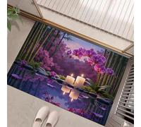 HASLEFND Zerbino Stile Zen Interno, 90 x 150 cm Zerbinos a pelo corto lavabile, zerbino in Candela Bamboo Forest Orchid antiscivolo morbido Zerbinos per interni, tappeti