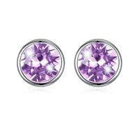 Hasnsofie Orecchini a perno in argento 925, in argento Sterling 925, 8 mm, rotondi, piccoli, unisex, per uomo e donna, nero/viola/aurore boreale/blu/rosso/bianco/verde, Argento sterling, cristallo