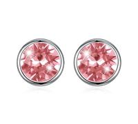 Hasnsofie Orecchini a perno in argento 925, in argento Sterling 925, 8 mm, rotondi, piccoli, unisex, per uomo e donna, nero/viola/aurore boreale/blu/rosso/bianco/verde, Argento sterling, cristallo