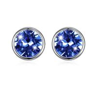 Hasnsofie Orecchini a perno in argento 925, in argento Sterling 925, 8 mm, rotondi, piccoli, unisex, per uomo e donna, nero/viola/aurore boreale/blu/rosso/bianco/verde, Argento sterling, cristallo