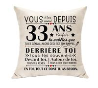 Hasodeo Decorazione regalo per 33 anni da donna, federa per cuscino, 33 anni, regalo di compleanno, decorazione regalo per 33 anni, uomini, mamma, papà, zia, sorella, fratello, 33 anni, Keepsake (33)