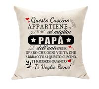 Hasodeo Questo Cuscino Appartiene al Miglior Papà dell'Universo - Regali da Figlia e Figlio - Idea Regalo Festa del Padre Decorazione Copricuscino