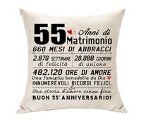 Hasodeo Regalo per 55° Anniversario di Matrimonio Copricuscino 45x45 Nozze di Smeraldo Cuscino Decorazione Original 55 Anni di Matrimonio Regali per Coppia Genitori Nonni Regalo (55 anni)