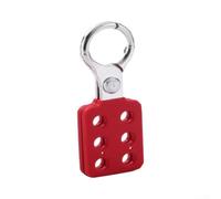 Hasp di blocco del gruppo per 6 lavoratori sicurezza industriale | Design a 6 fori, adatto per grilli da 7 mm, manico in vinile rosso, mascella da 3,8 cm, grado industriale