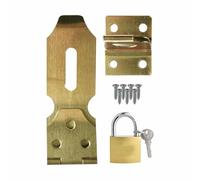 Hasp e graffetta con lucchetto, in metallo resistente, chiusura a scatto da 7,6 cm e lucchetto in ottone da 25 mm, set con 3 chiavi di fissaggio, ideale per fissare porte, finestre, capannoni,