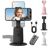Hassignment Smart AI Facial Recognition Phone Tripod, Auto Face Tracking & 360° Rotating Tripods Selfie Stick, Smart Tracking Gimbal Tripod with Remote for Video Recording (Black)