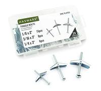 HASWARE Kit di 29 pezzi di bulloni a levetta in acciaio zincato da 1/8", 3/16", 1/4" e dado ad alette per appendere oggetti pesanti al muro a secco