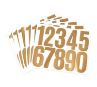 HASWARE Numeri di cassetta postale: 6 fogli adesivi numerici - impermeabili e autoadesivi per indirizzo, segnaletica, porta(3" Oro 60 pezzi)