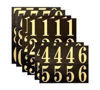 HASWARE Numeri di cassetta postale: 6 fogli adesivi numerici - impermeabili e autoadesivi per indirizzo, segnaletica, porta(2" Oro&Nero 64 pezzi)