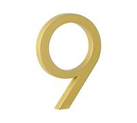 HASWARE Numero civico galleggiante da 12 cm per esterno, insegna esterna moderna in lega di zinco per cortile stradale, cassetta postale, numeri di indirizzo e lettere per la casa (9, Golden)