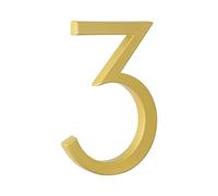 HASWARE Numero civico galleggiante da 12 cm, Segnale per indirizzo esterno moderno in lega di zinco per cortile stradale e cassetta postale, numeri e lettere per la casa (3, Golden)