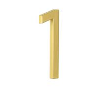 HASWARE Numero civico galleggiante da 12 cm, Segnale per indirizzo esterno moderno in lega di zinco per cortile stradale e cassetta postale, numeri e lettere per la casa (1, Golden)